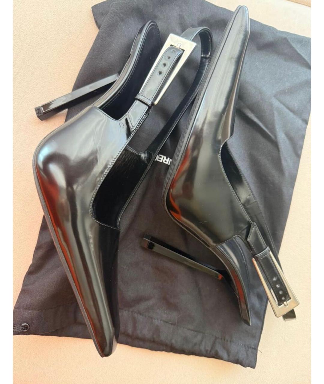 SAINT LAURENT Черные кожаные туфли, фото 7