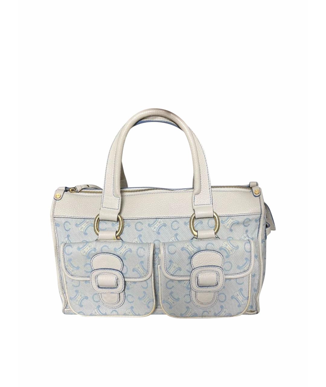 CELINE Голубая тканевая сумка с короткими ручками, фото 1