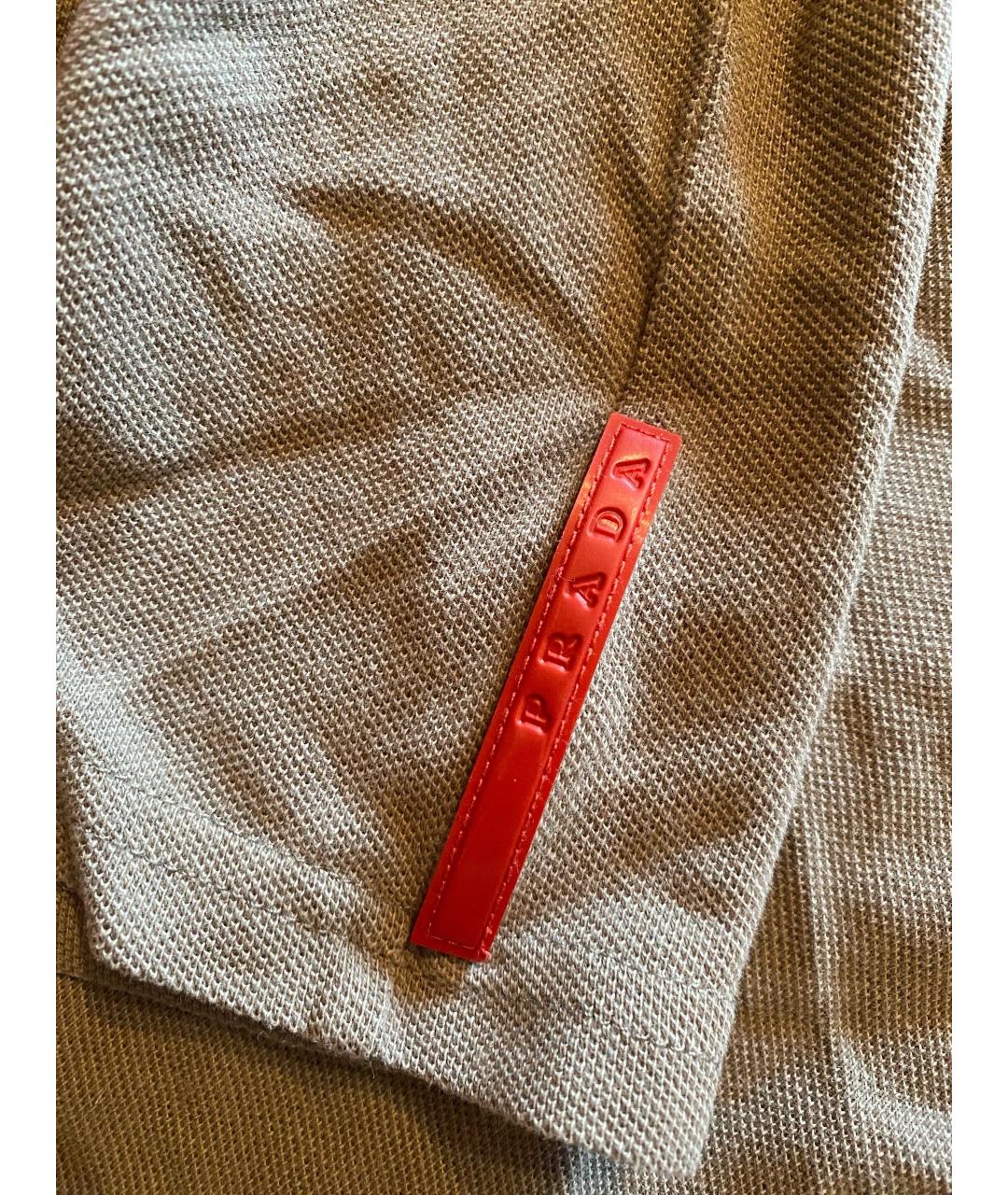 PRADA Коричневое хлопковое поло с коротким рукавом, фото 2