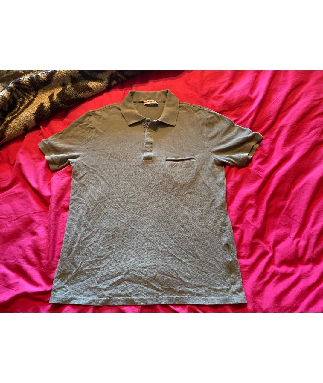 PRADA Коричневое хлопковое поло с коротким рукавом, фото 4