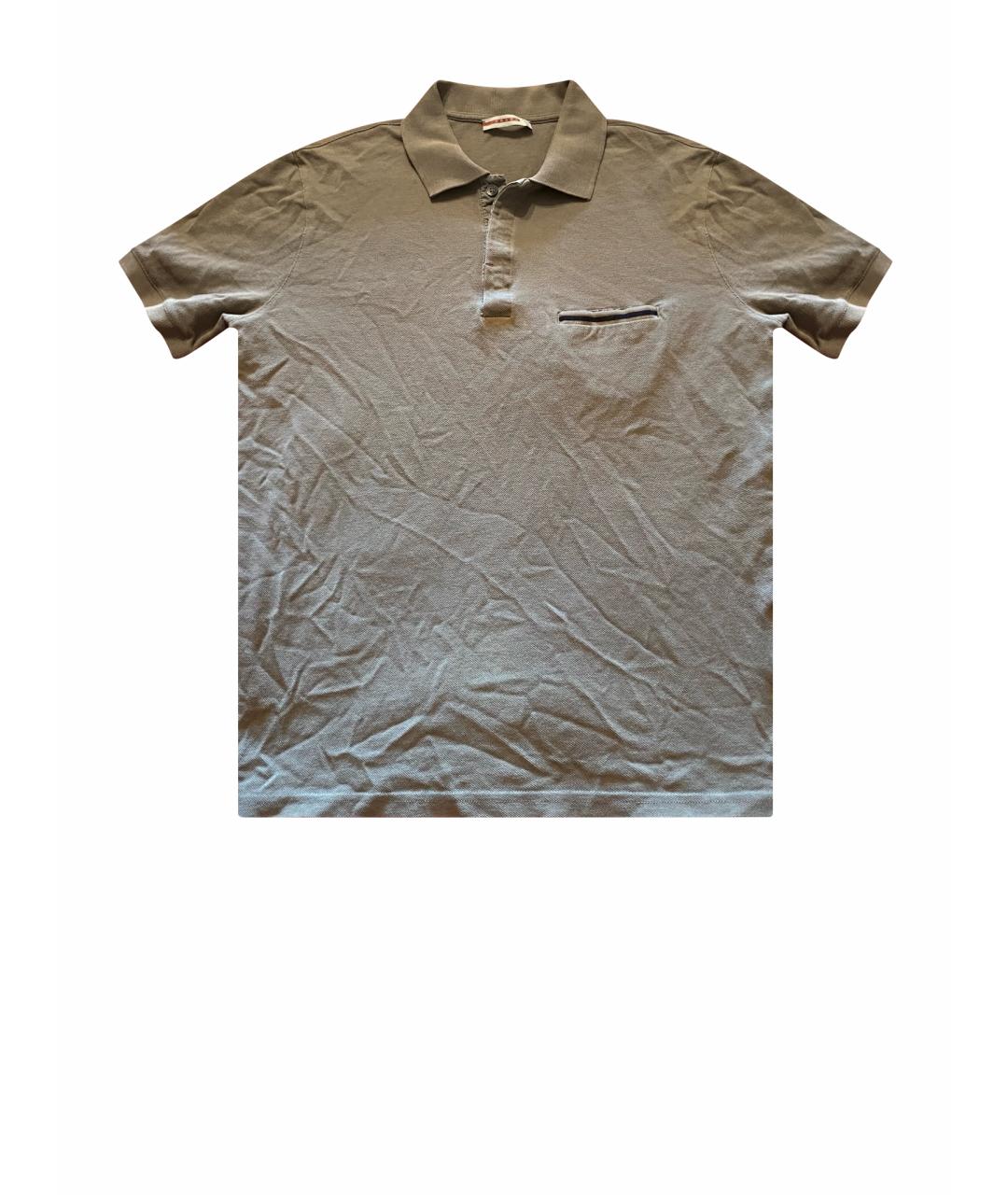 PRADA Коричневое хлопковое поло с коротким рукавом, фото 1