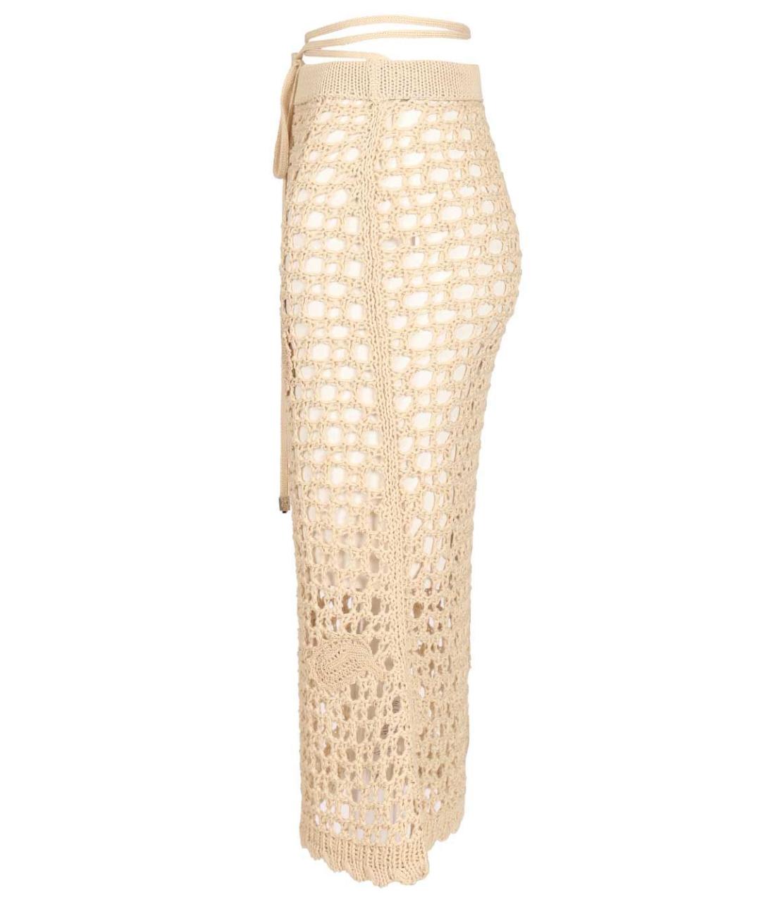 THE ATTICO Бежевая хлопковая юбка миди, фото 3
