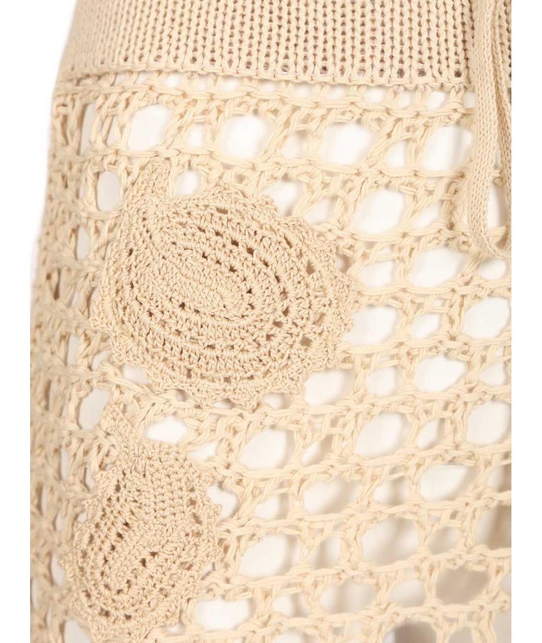 THE ATTICO Бежевая хлопковая юбка миди, фото 5