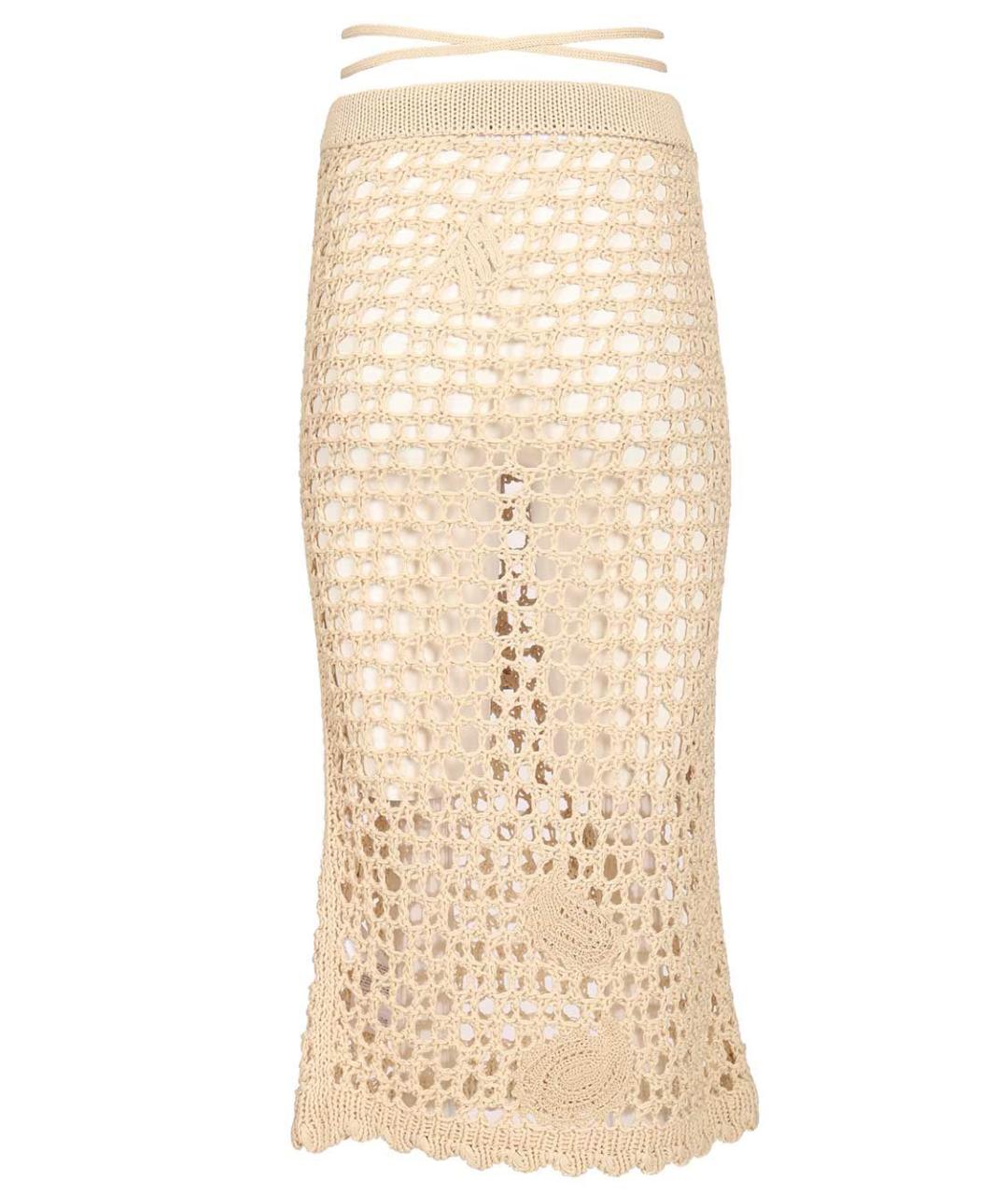 THE ATTICO Бежевая хлопковая юбка миди, фото 2