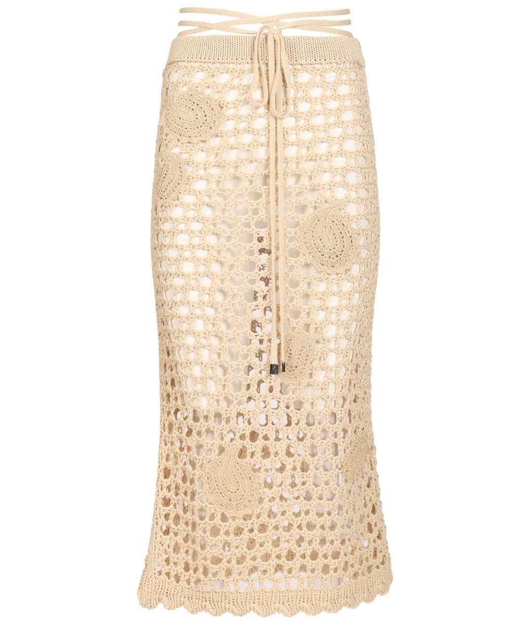 THE ATTICO Бежевая хлопковая юбка миди, фото 1