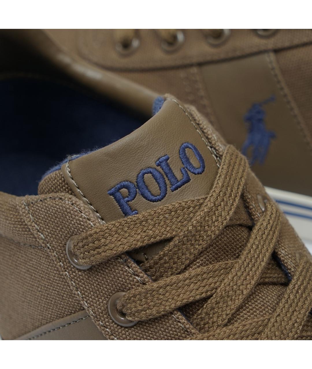 POLO RALPH LAUREN Коричневые кожаные низкие кроссовки / кеды, фото 5