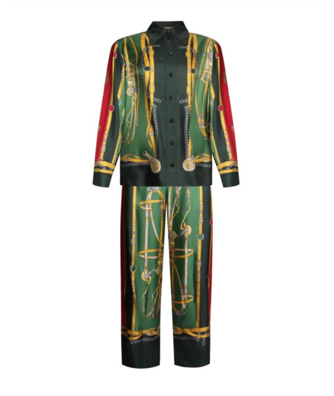 GUCCI Зеленый шелковый костюм с брюками, фото 6