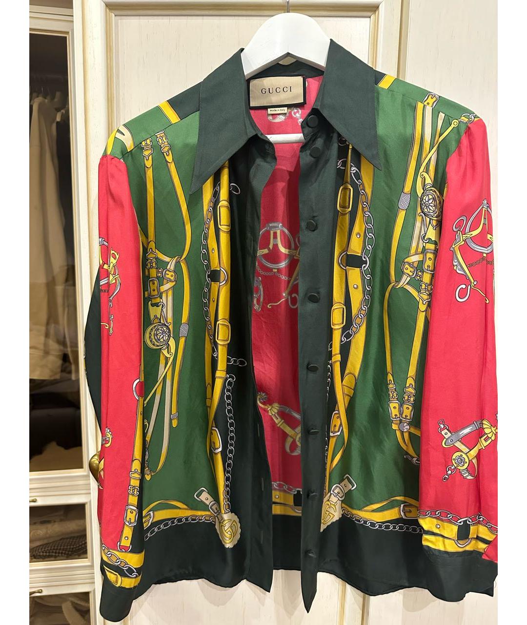 GUCCI Зеленый шелковый костюм с брюками, фото 2