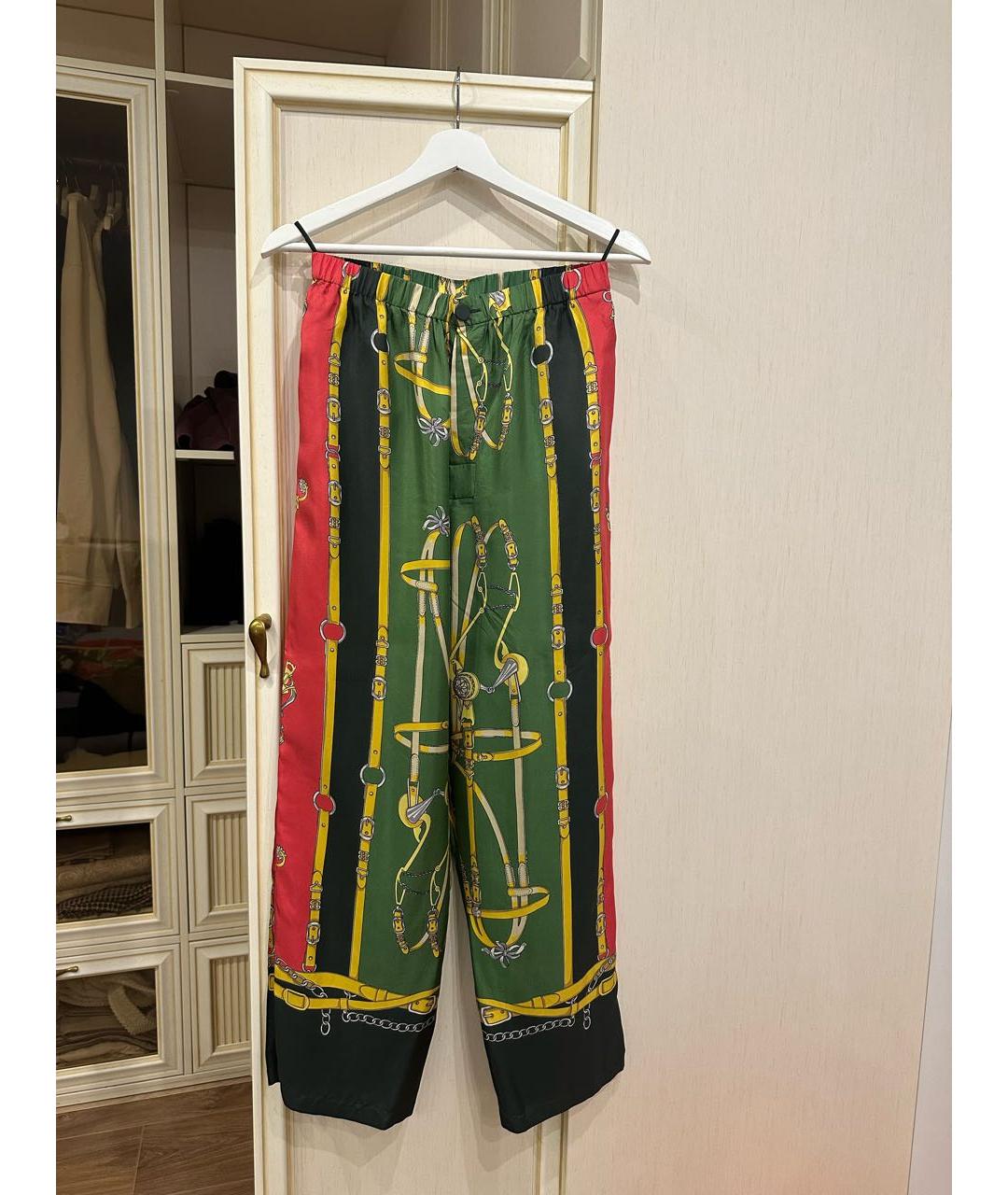 GUCCI Зеленый шелковый костюм с брюками, фото 3