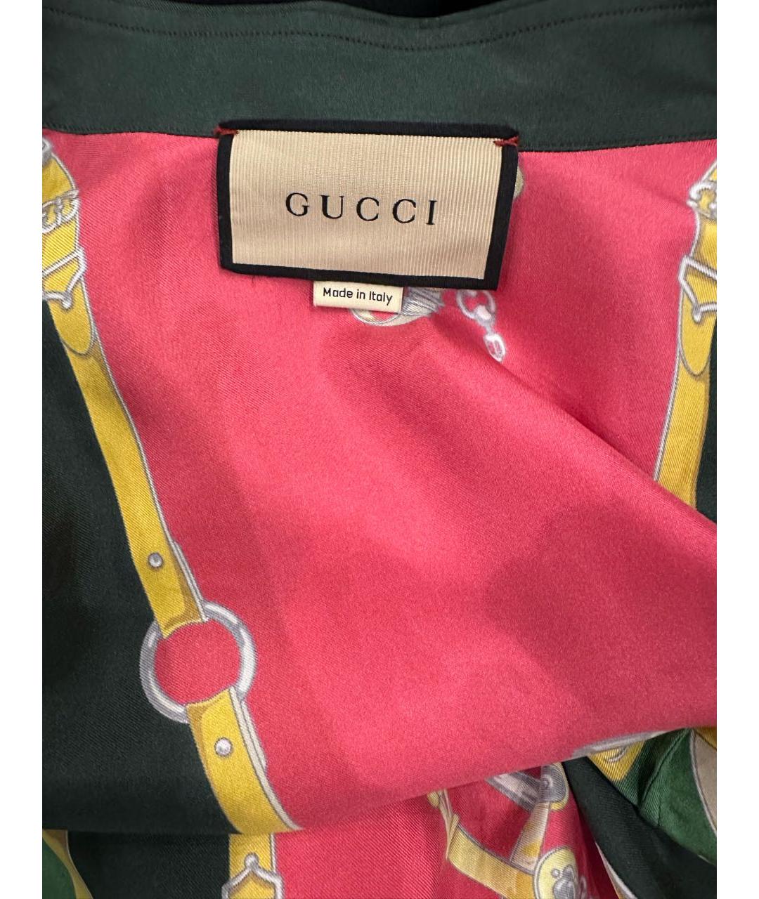 GUCCI Зеленый шелковый костюм с брюками, фото 4