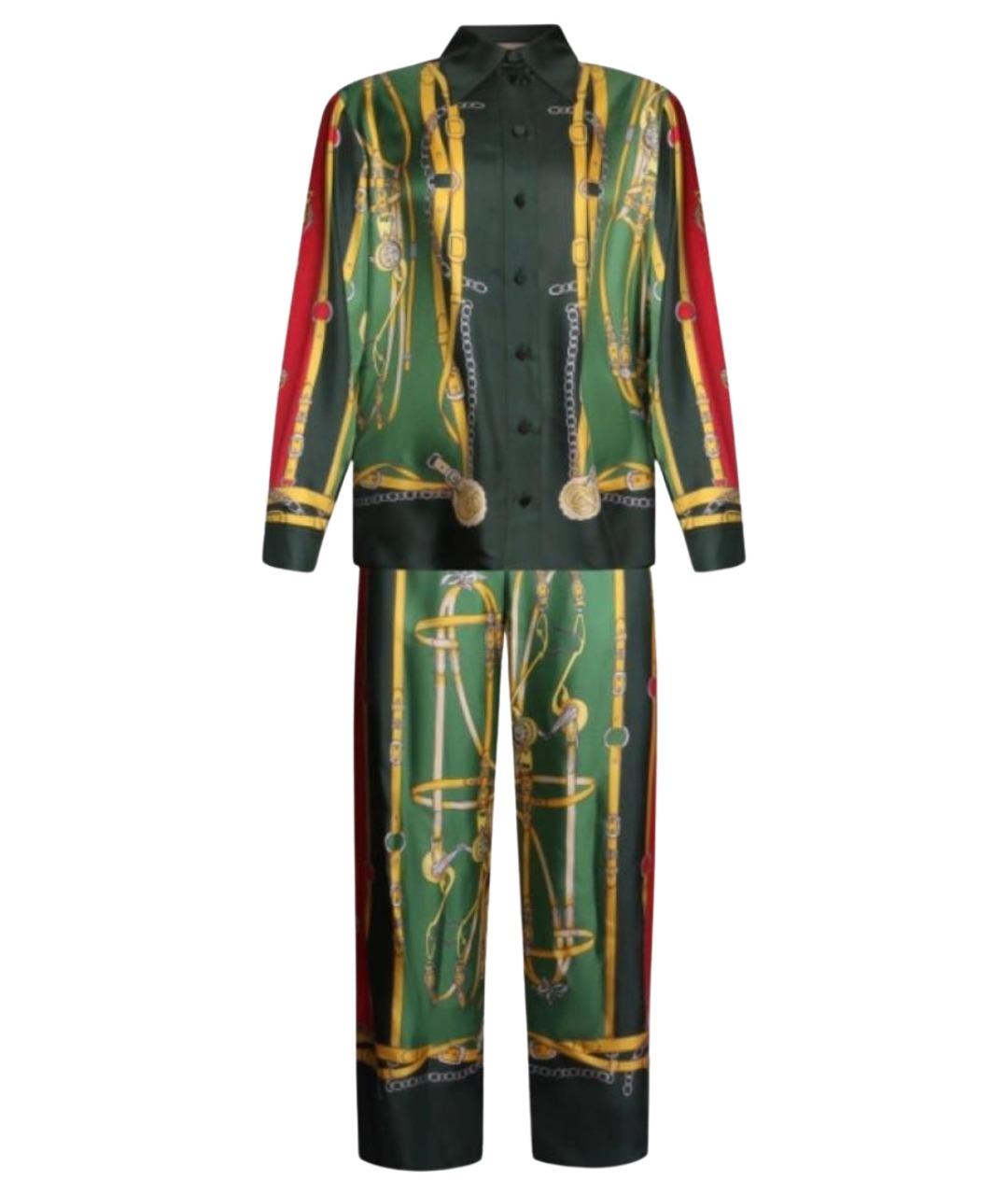 GUCCI Зеленый шелковый костюм с брюками, фото 1