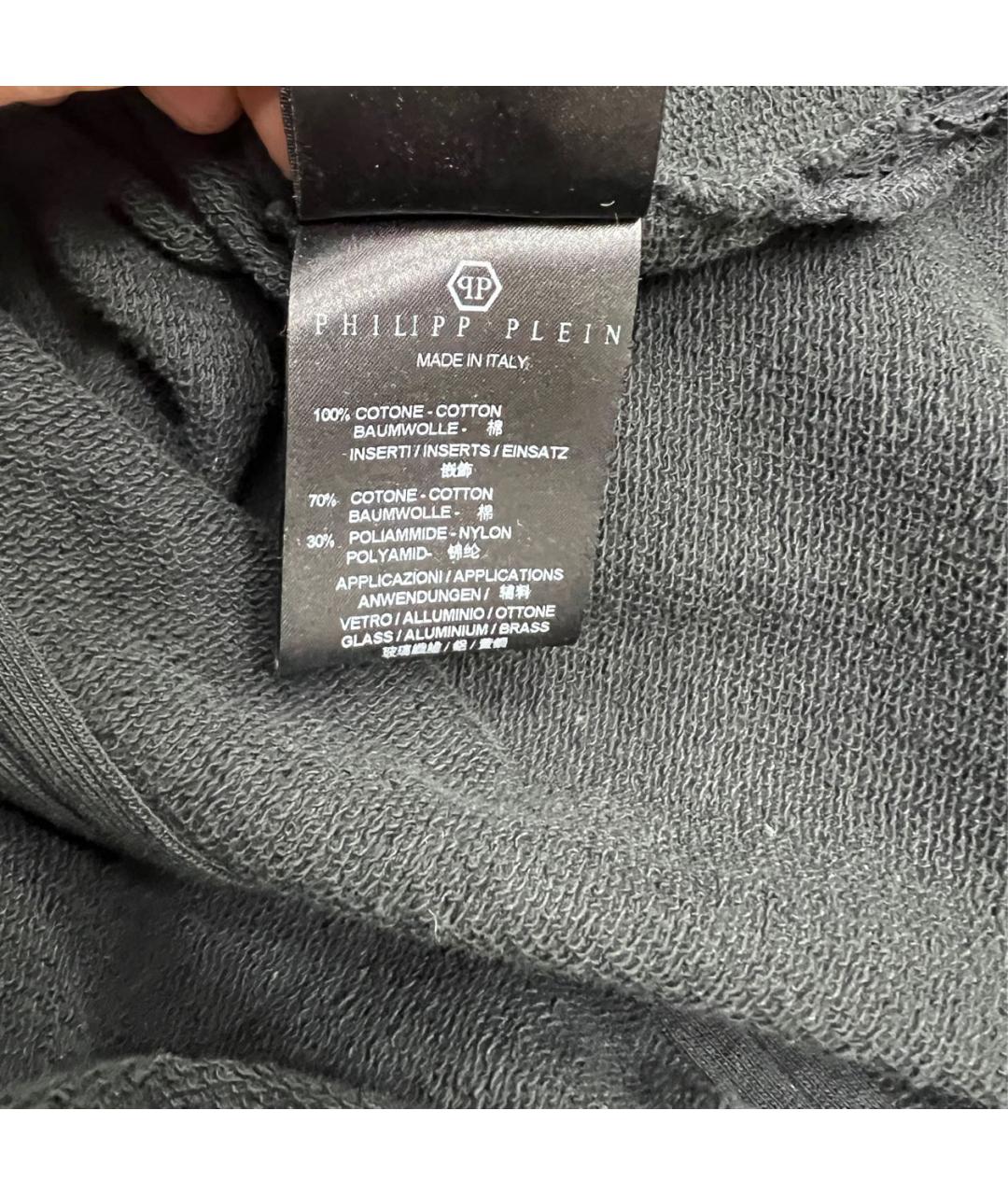 PHILIPP PLEIN Черное хлопковое повседневное платье, фото 8