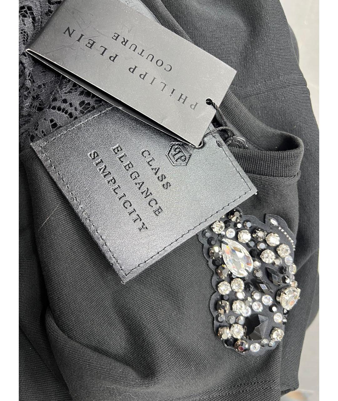 PHILIPP PLEIN Черное хлопковое повседневное платье, фото 7