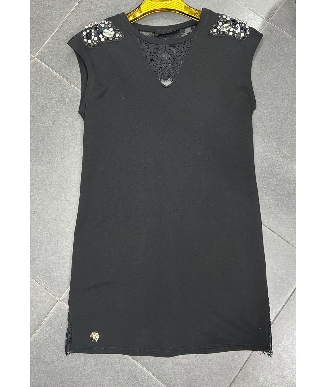 PHILIPP PLEIN Черное хлопковое повседневное платье, фото 5