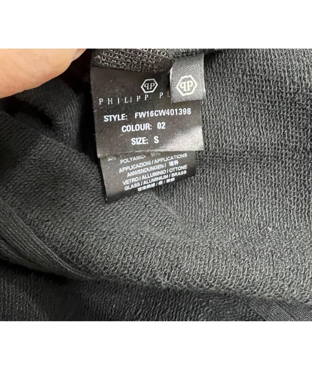 PHILIPP PLEIN Черное хлопковое повседневное платье, фото 6