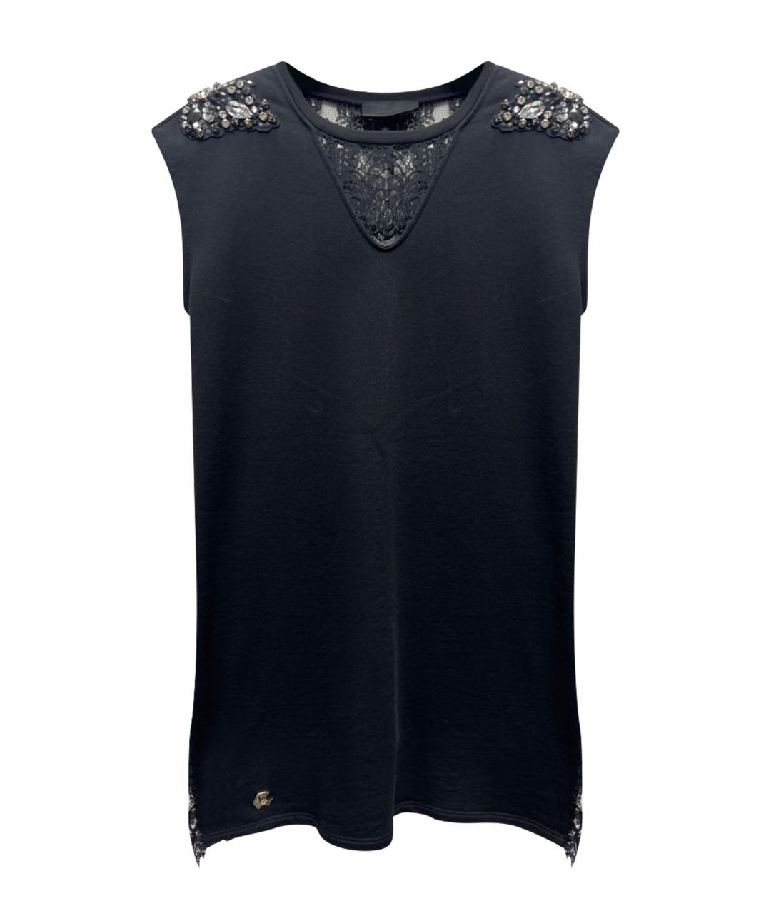 PHILIPP PLEIN Черное хлопковое повседневное платье, фото 1