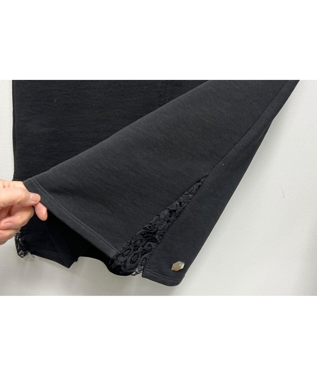 PHILIPP PLEIN Черное хлопковое повседневное платье, фото 3