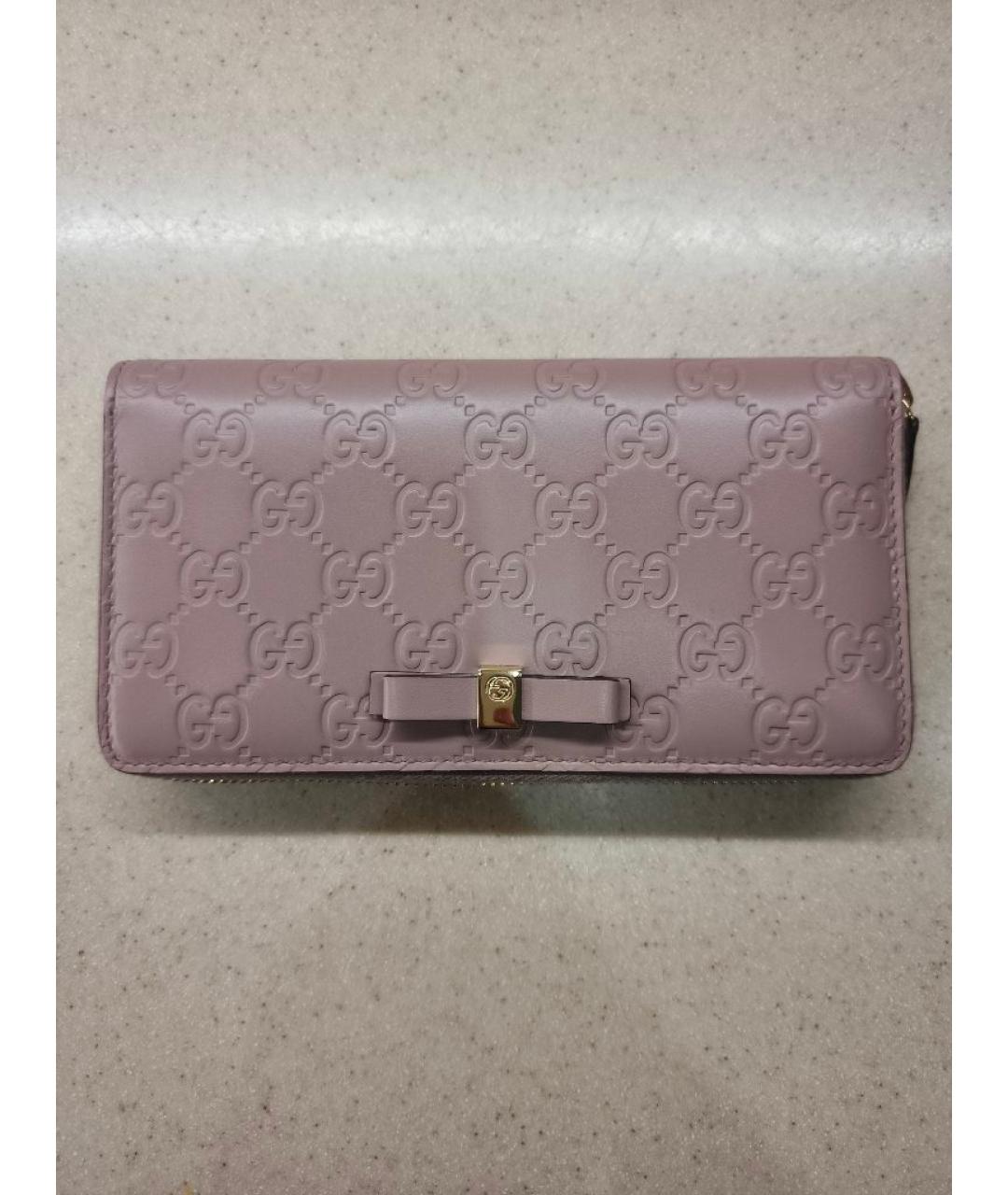 GUCCI Розовый кожаный кошелек, фото 10