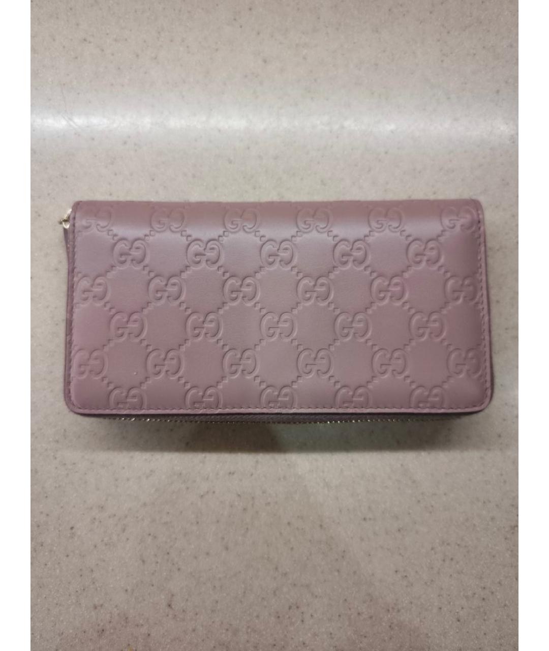 GUCCI Розовый кожаный кошелек, фото 3