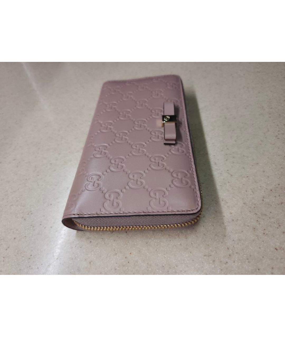 GUCCI Розовый кожаный кошелек, фото 2