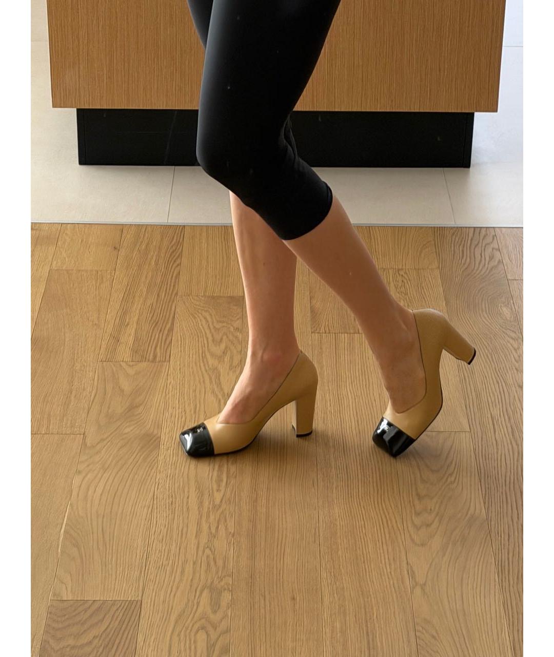 CHANEL Бежевые кожаные туфли, фото 8