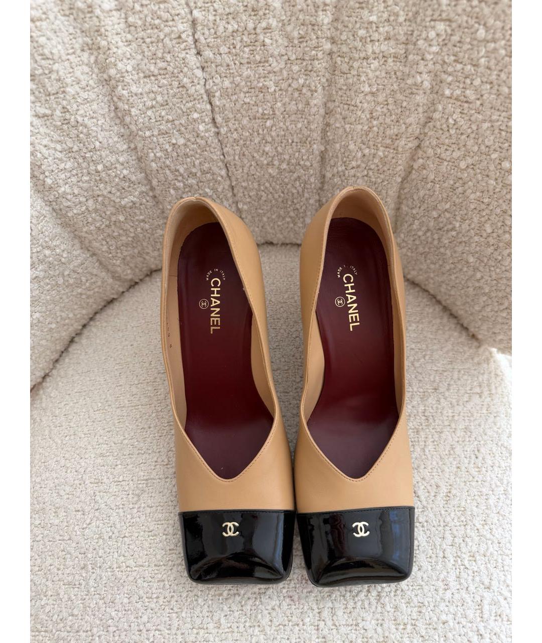 CHANEL Бежевые кожаные туфли, фото 4