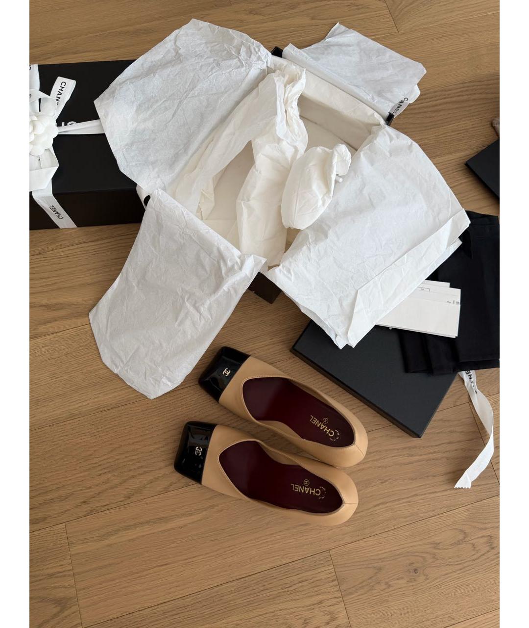 CHANEL Бежевые кожаные туфли, фото 6