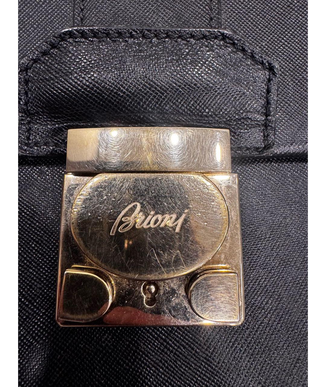 BRIONI Черный кожаный портфель, фото 4