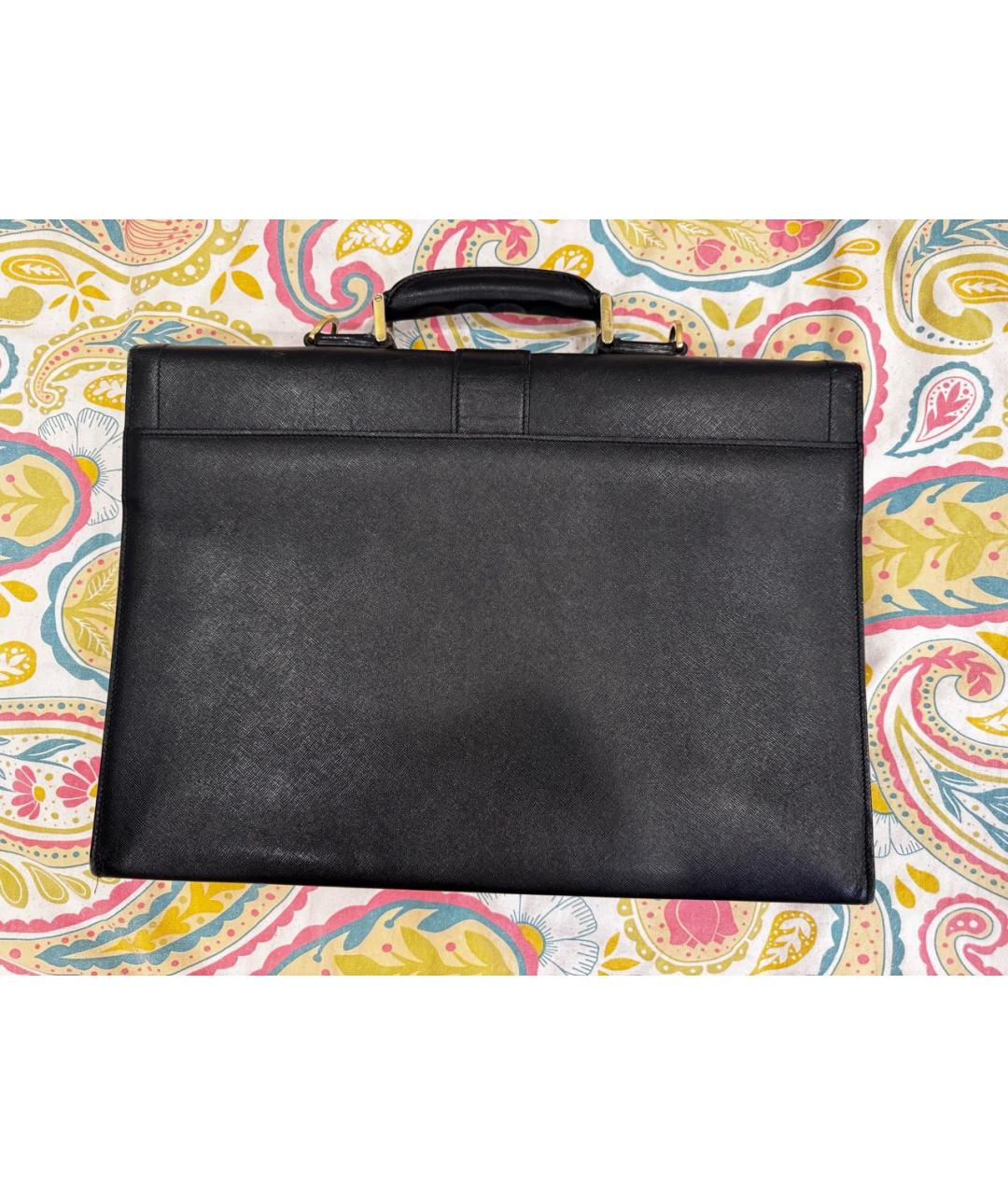 BRIONI Черный кожаный портфель, фото 3