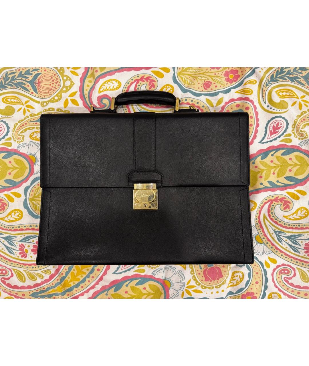 BRIONI Черный кожаный портфель, фото 5