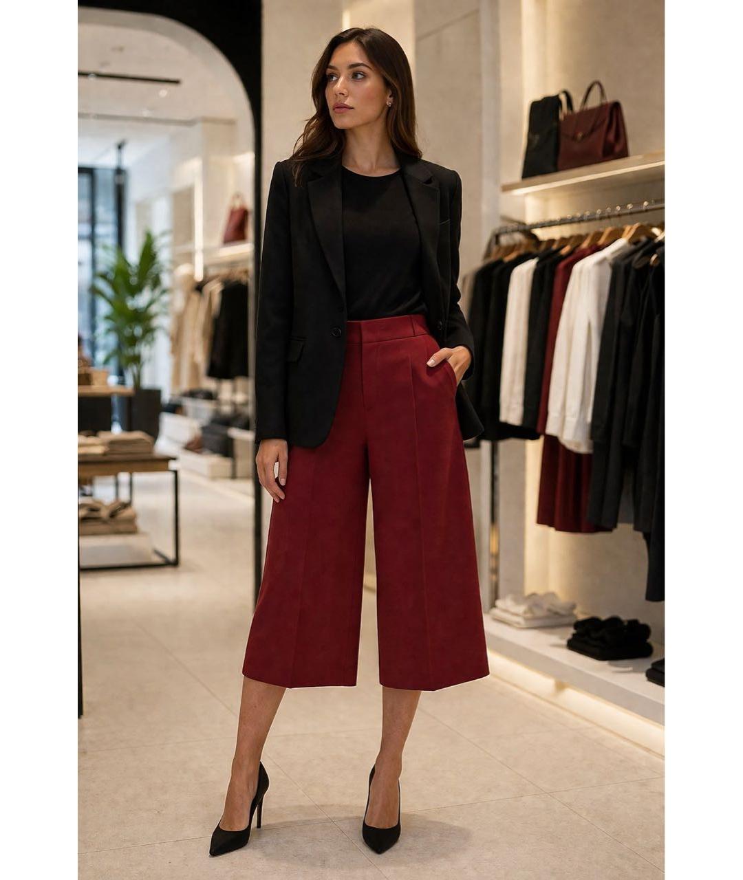 CHRISTIAN DIOR Бордовые шерстяные кюлоты, фото 3