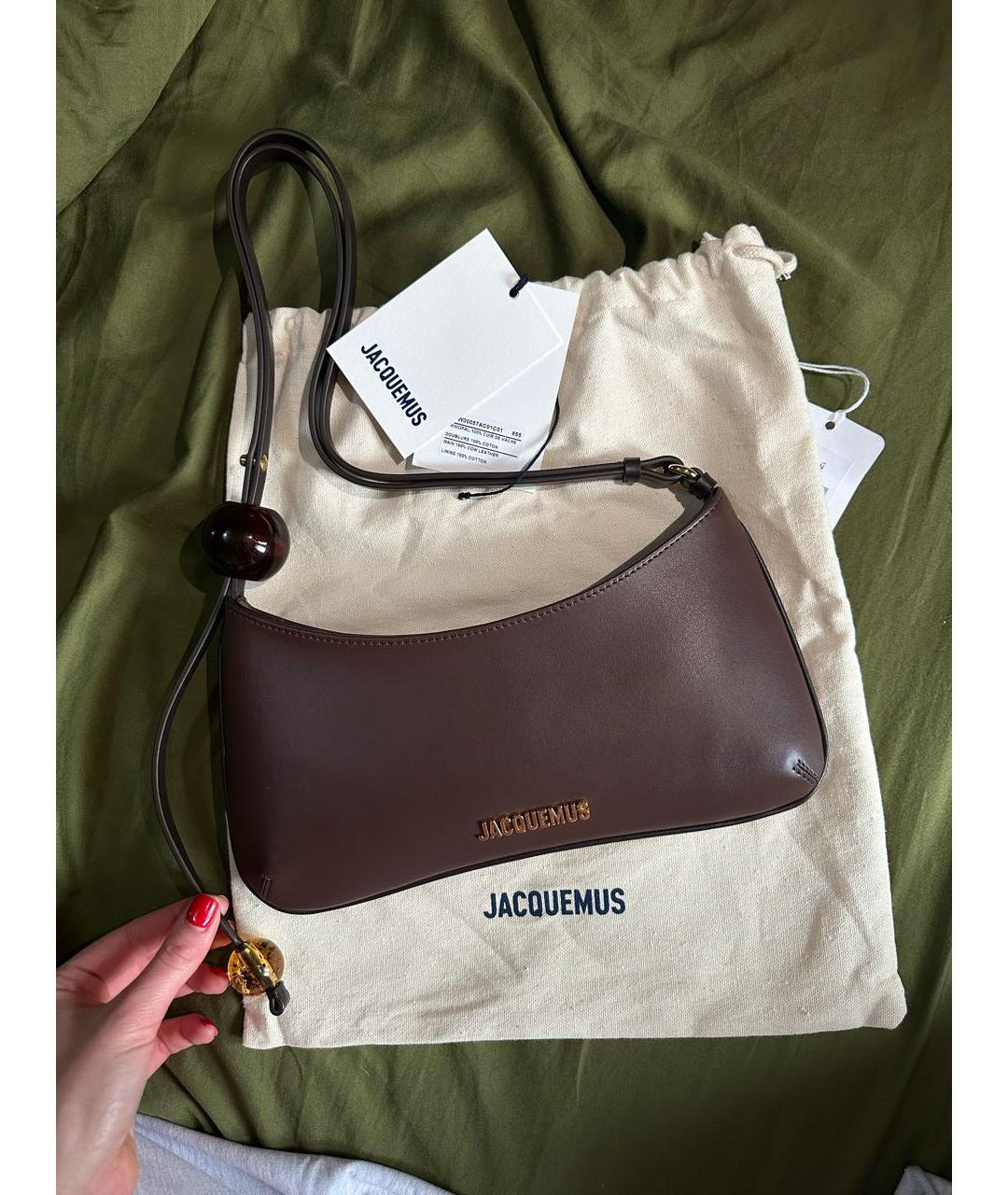 JACQUEMUS Коричневая кожаная сумка через плечо, фото 5