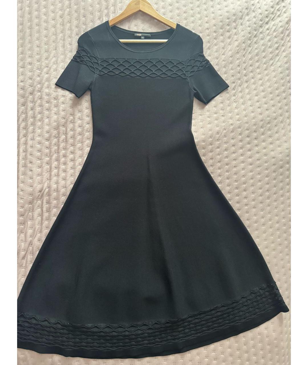 MAJE Черное вискозное повседневное платье, фото 5