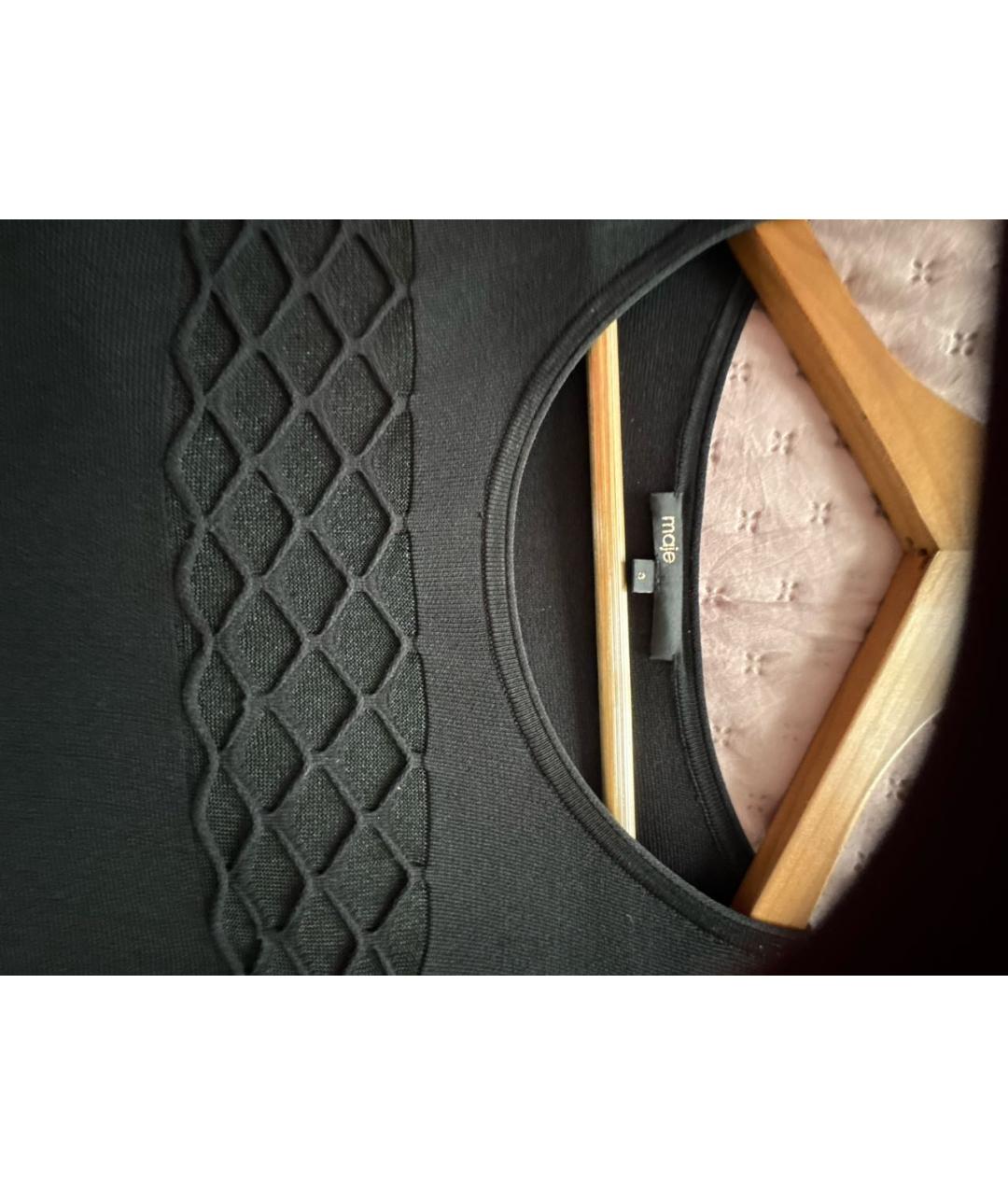 MAJE Черное вискозное повседневное платье, фото 3