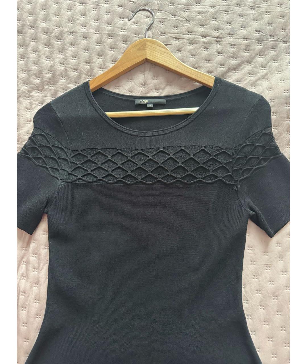 MAJE Черное вискозное повседневное платье, фото 4