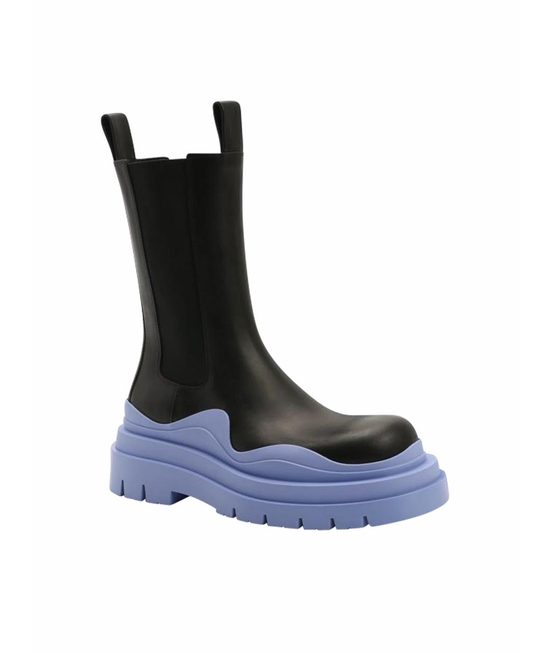 BOTTEGA VENETA Черные кожаные ботфорты, фото 1