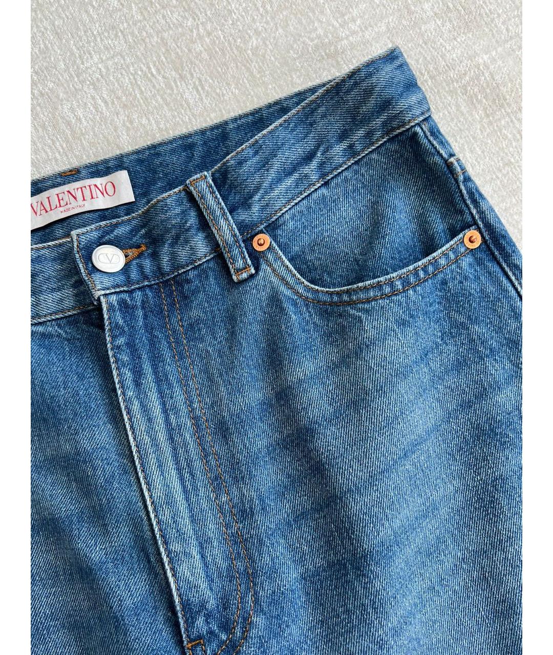 VALENTINO Синие хлопковые прямые джинсы, фото 4