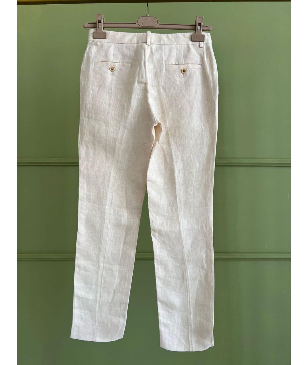 LORO PIANA Бежевые льняные брюки узкие, фото 2