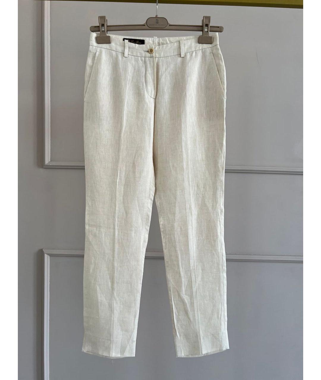 LORO PIANA Бежевые льняные брюки узкие, фото 9