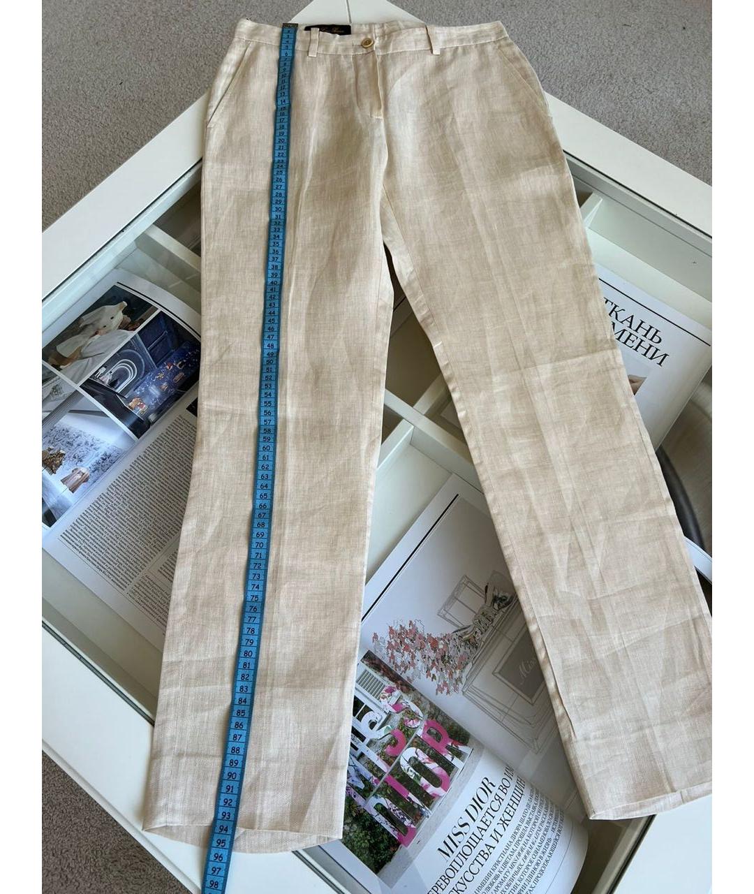 LORO PIANA Бежевые льняные брюки узкие, фото 8