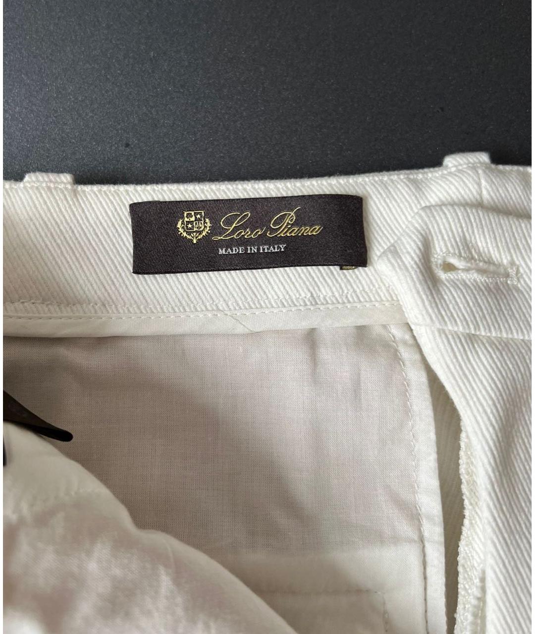 LORO PIANA Белые хлопковые прямые брюки, фото 3