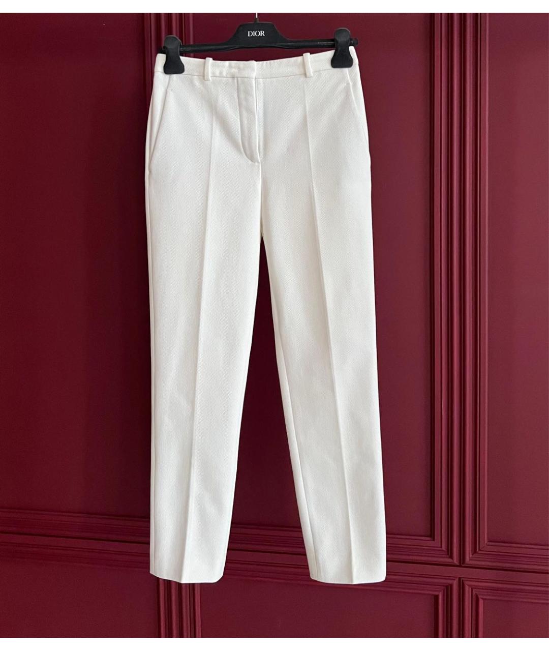 LORO PIANA Белые хлопковые прямые брюки, фото 9