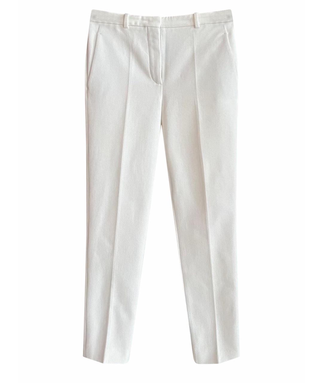 LORO PIANA Белые хлопковые прямые брюки, фото 1