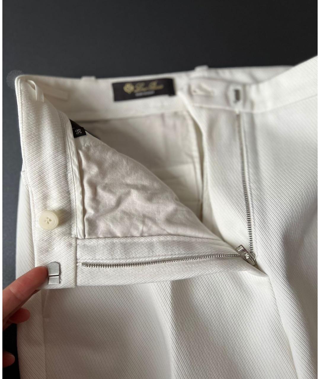 LORO PIANA Белые хлопковые прямые брюки, фото 8