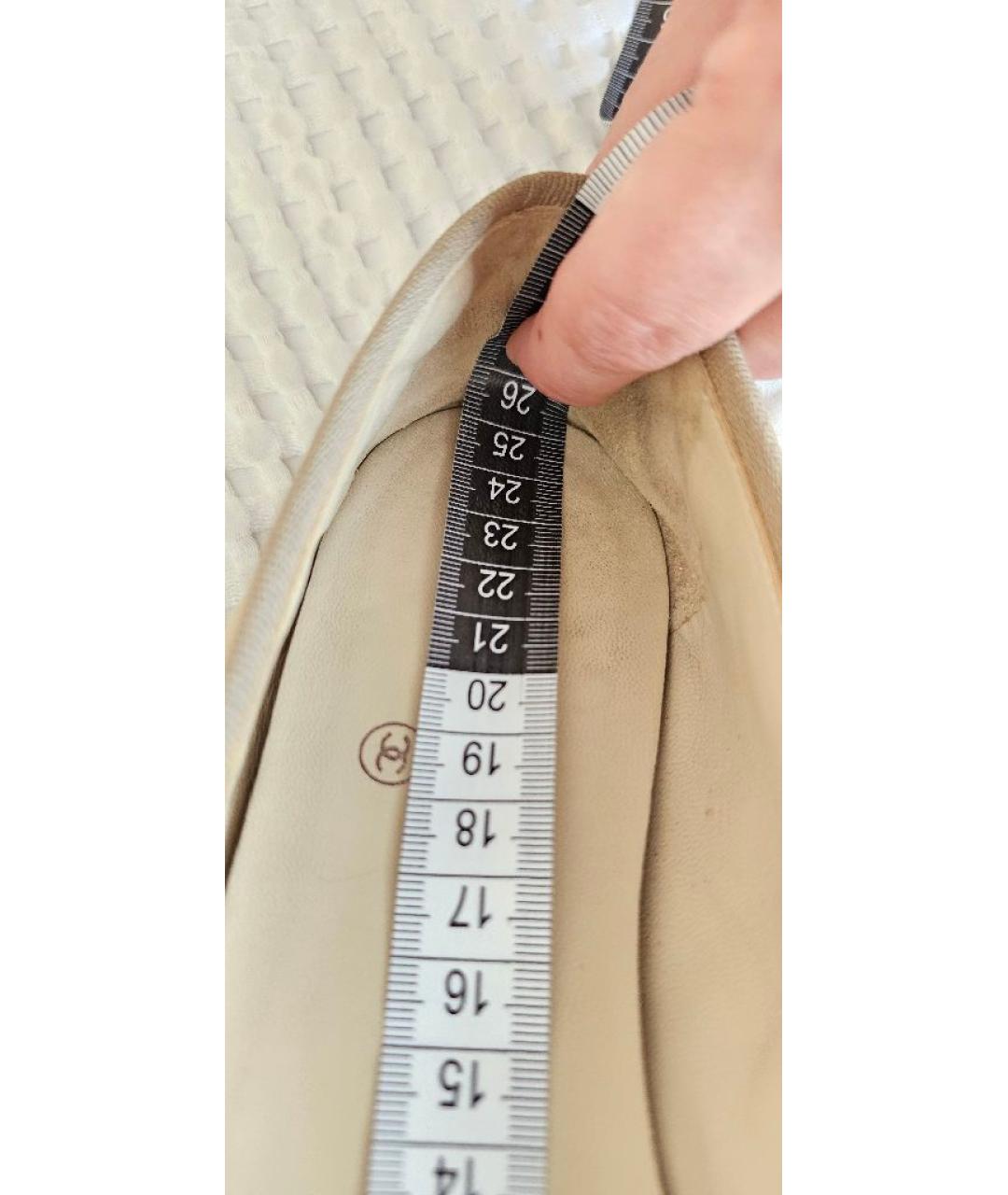 CHANEL Бежевые кожаные балетки, фото 6