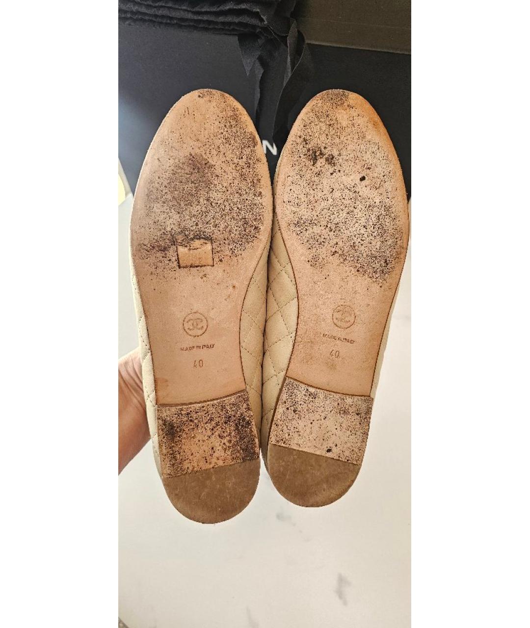 CHANEL Бежевые кожаные балетки, фото 9