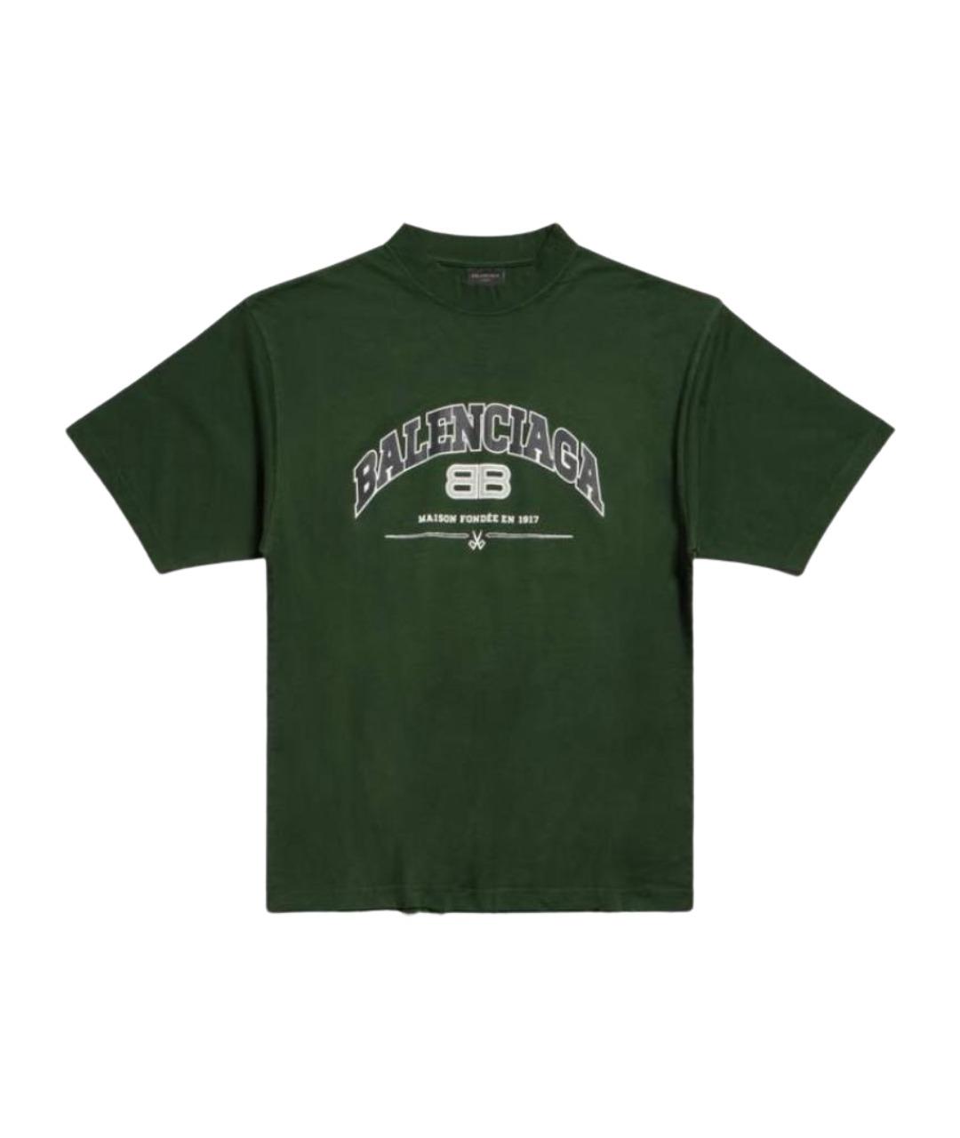 BALENCIAGA Зеленая хлопковая футболка, фото 1