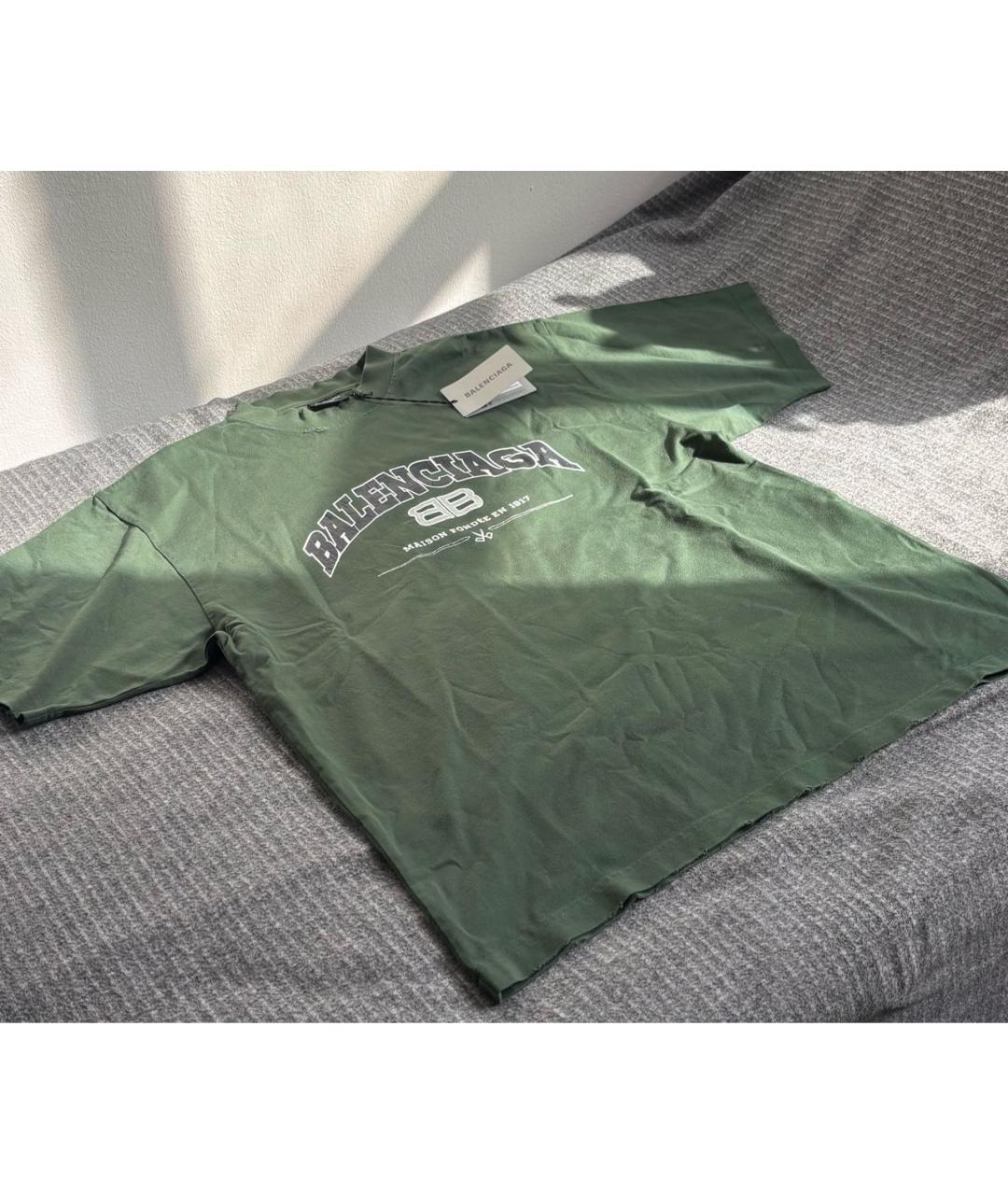 BALENCIAGA Зеленая хлопковая футболка, фото 3