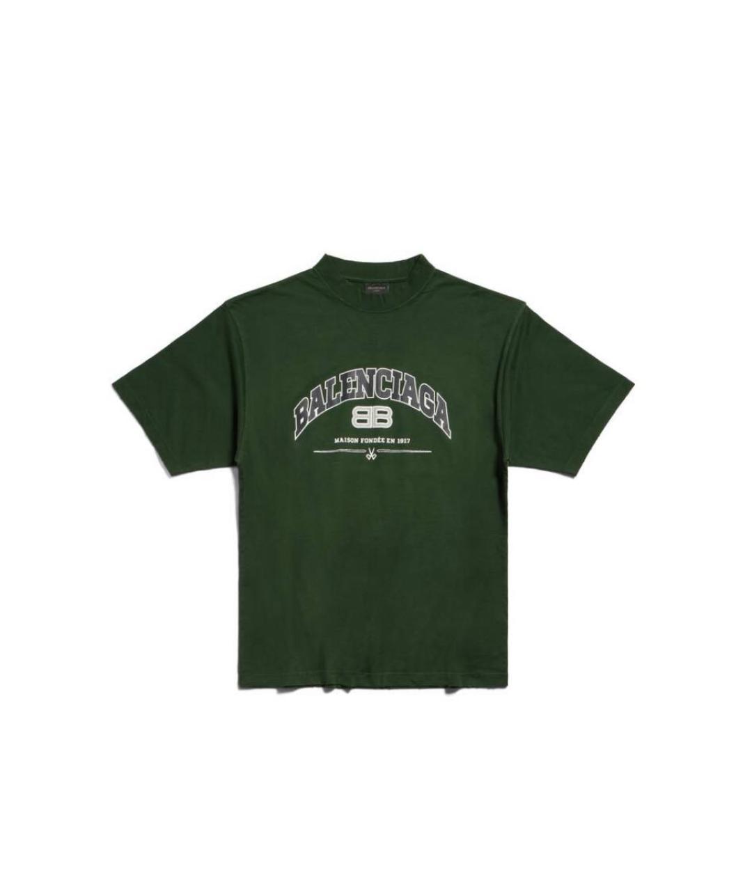 BALENCIAGA Зеленая хлопковая футболка, фото 4