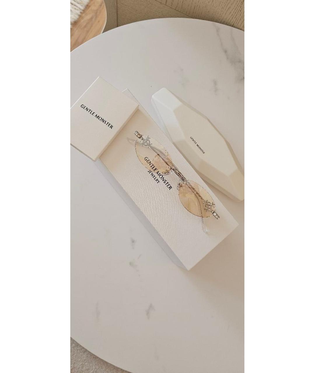 GENTLE MONSTER Бежевые металлические солнцезащитные очки, фото 4